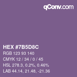 カラーコード: HEX #7B5D8C | qconv.com