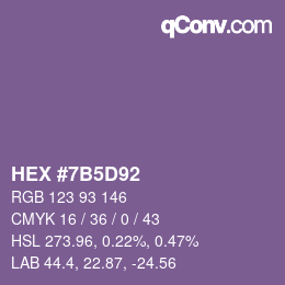 Color code: HEX #7B5D92 | qconv.com