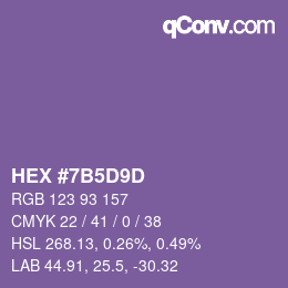 颜色代码: HEX #7B5D9D | qconv.com