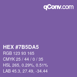 カラーコード: HEX #7B5DA5 | qconv.com