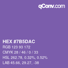 颜色代码: HEX #7B5DAC | qconv.com