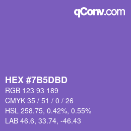 颜色代码: HEX #7B5DBD | qconv.com
