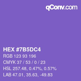 カラーコード: HEX #7B5DC4 | qconv.com