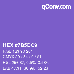 カラーコード: HEX #7B5DC9 | qconv.com