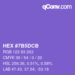颜色代码: HEX #7B5DCB | qconv.com