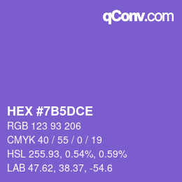 カラーコード: HEX #7B5DCE | qconv.com