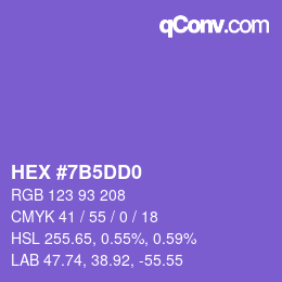 カラーコード: HEX #7B5DD0 | qconv.com