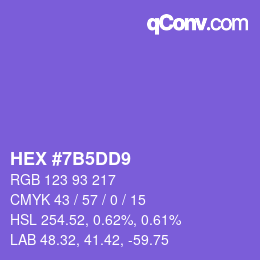 カラーコード: HEX #7B5DD9 | qconv.com