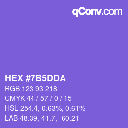カラーコード: HEX #7B5DDA | qconv.com
