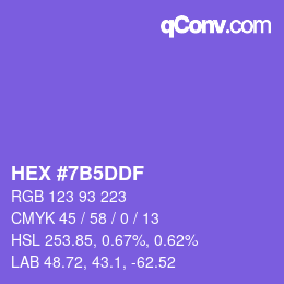 Farbcode: HEX #7B5DDF | qconv.com