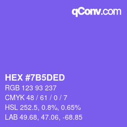 カラーコード: HEX #7B5DED | qconv.com