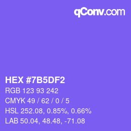 Color code: HEX #7B5DF2 | qconv.com
