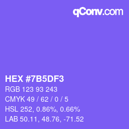 カラーコード: HEX #7B5DF3 | qconv.com