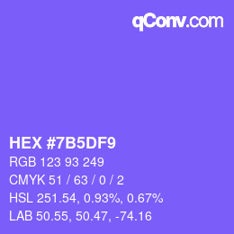 カラーコード: HEX #7B5DF9 | qconv.com