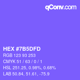 カラーコード: HEX #7B5DFD | qconv.com