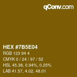 カラーコード: HEX #7B5E04 | qconv.com