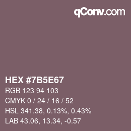 Código de color: HEX #7B5E67 | qconv.com