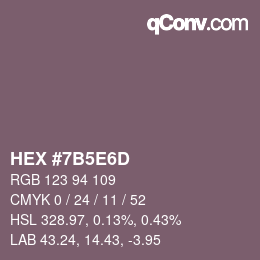 Color code: HEX #7B5E6D | qconv.com