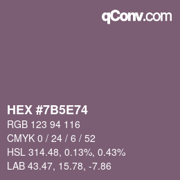 Código de color: HEX #7B5E74 | qconv.com