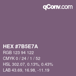 Farbcode: HEX #7B5E7A | qconv.com