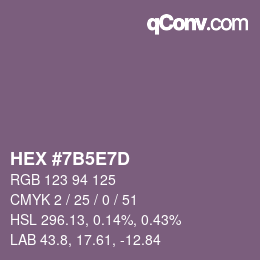 Color code: HEX #7B5E7D | qconv.com