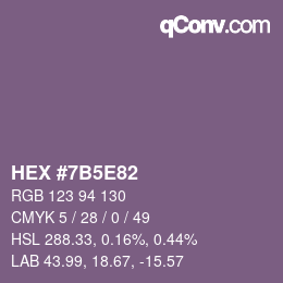 Farbcode: HEX #7B5E82 | qconv.com