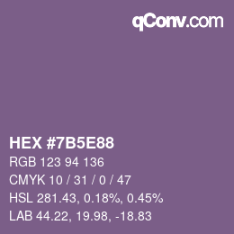 颜色代码: HEX #7B5E88 | qconv.com