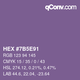Color code: HEX #7B5E91 | qconv.com