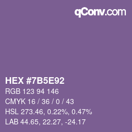 カラーコード: HEX #7B5E92 | qconv.com