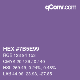 カラーコード: HEX #7B5E99 | qconv.com