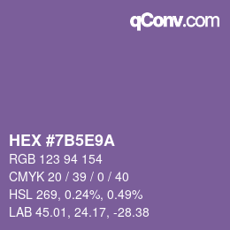 カラーコード: HEX #7B5E9A | qconv.com