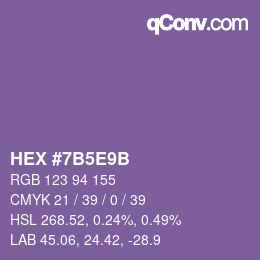 Color code: HEX #7B5E9B | qconv.com