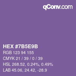 Code couleur: HEX #7B5E9B | qconv.com