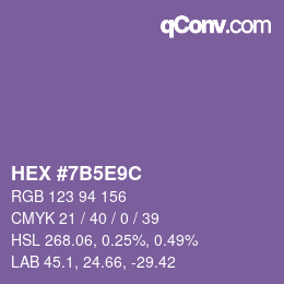 颜色代码: HEX #7B5E9C | qconv.com