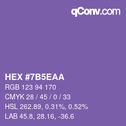 カラーコード: HEX #7B5EAA | qconv.com