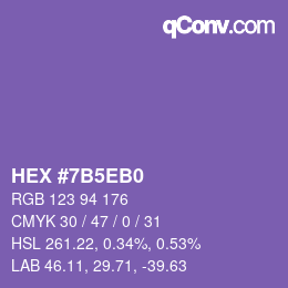 颜色代码: HEX #7B5EB0 | qconv.com