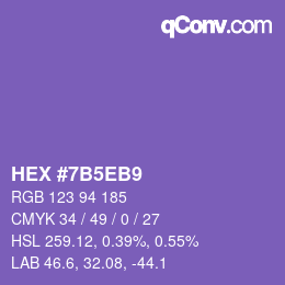 カラーコード: HEX #7B5EB9 | qconv.com