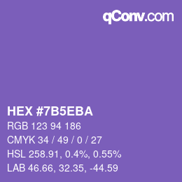 Farbcode: HEX #7B5EBA | qconv.com