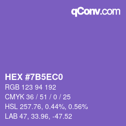 カラーコード: HEX #7B5EC0 | qconv.com