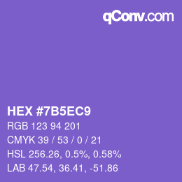 カラーコード: HEX #7B5EC9 | qconv.com
