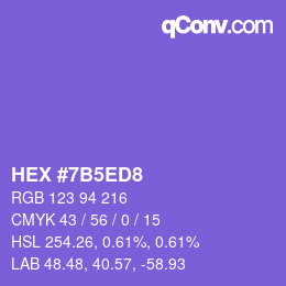 カラーコード: HEX #7B5ED8 | qconv.com