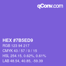 カラーコード: HEX #7B5ED9 | qconv.com