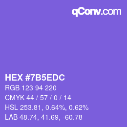 カラーコード: HEX #7B5EDC | qconv.com