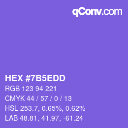 カラーコード: HEX #7B5EDD | qconv.com