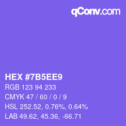 颜色代码: HEX #7B5EE9 | qconv.com