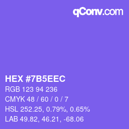 Color code: HEX #7B5EEC | qconv.com