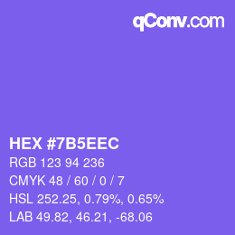 カラーコード: HEX #7B5EEC | qconv.com