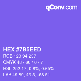 颜色代码: HEX #7B5EED | qconv.com