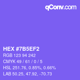 カラーコード: HEX #7B5EF2 | qconv.com