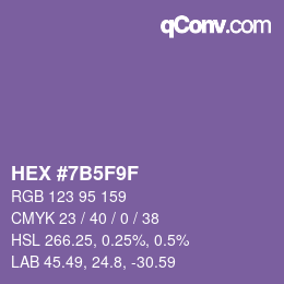 カラーコード: HEX #7B5F9F | qconv.com
